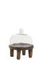 Dish 20,5x24 cm BIA mango wood antique brown+glass clear