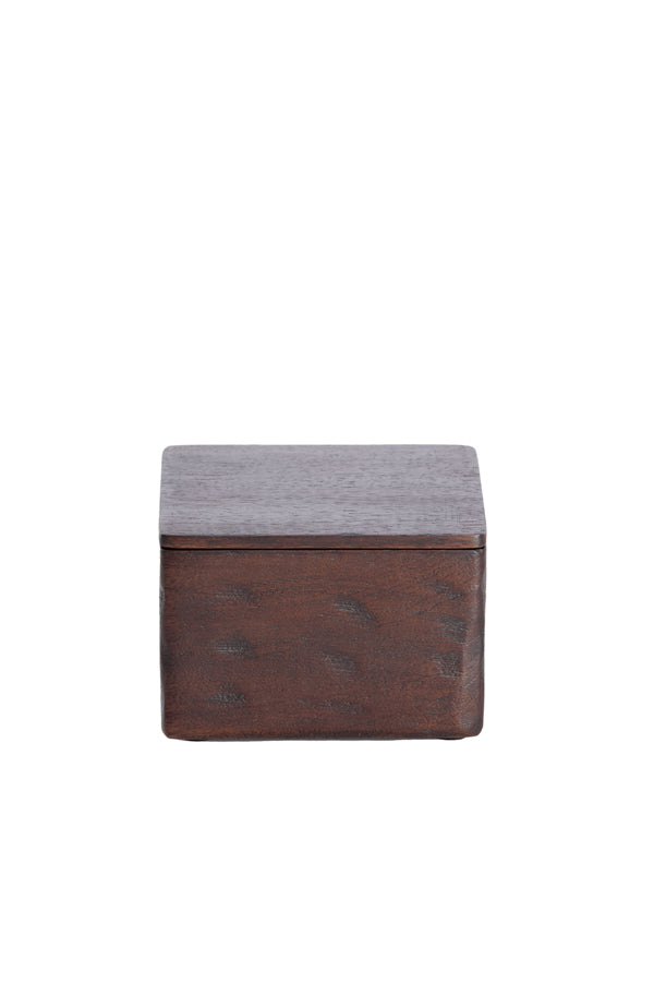 Deco box 12x12x8 cm TIZA wood dark brown