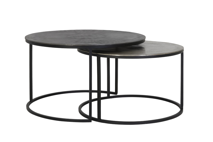Coffee table S/2 67,5x39,5+75x45 cm TALCA rw lead+ant lead