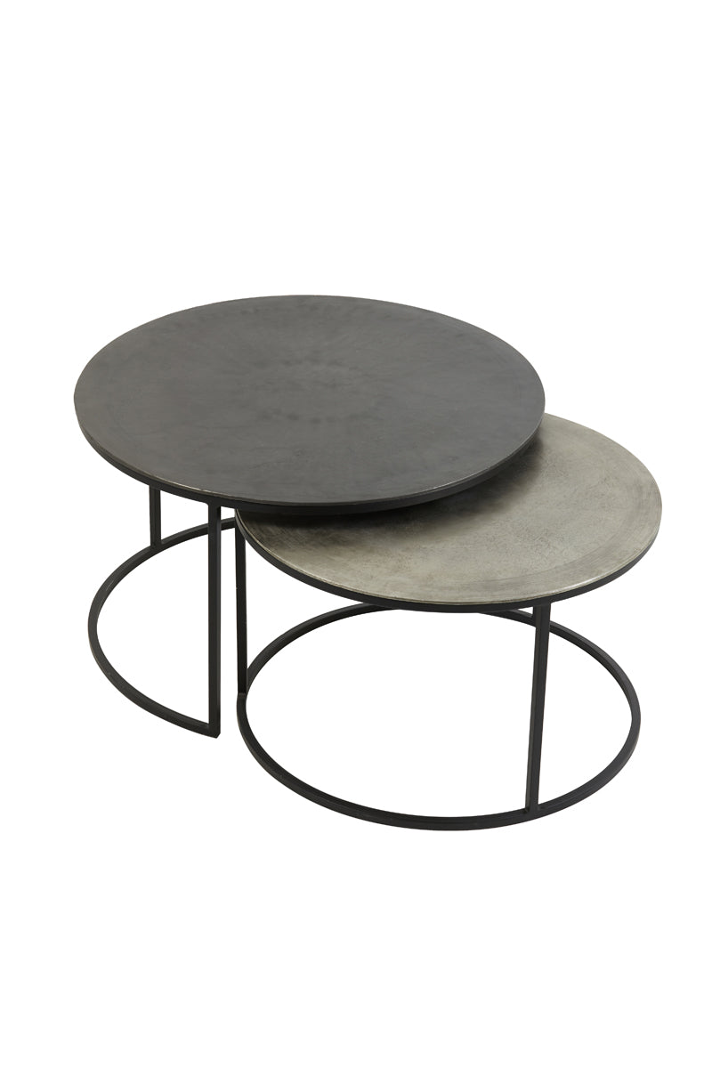 Coffee table S/2 67,5x39,5+75x45 cm TALCA rw lead+ant lead
