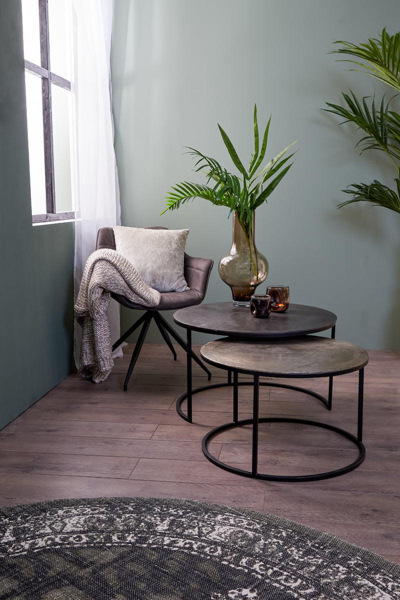 Coffee table S/2 67,5x39,5+75x45 cm TALCA rw lead+ant lead