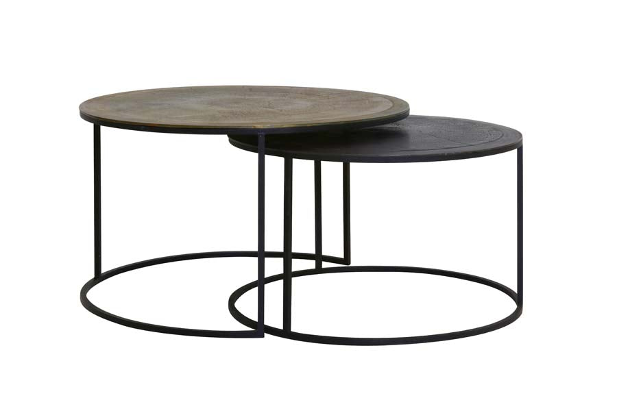 Coffee table S/2 67,5x39,5+75x45 cm TALCA ant. copper+brnz