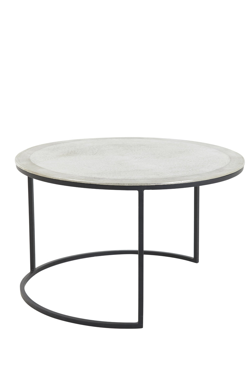 Coffee table S/2 67,5x39,5+75x45 cm TALCA raw nickel