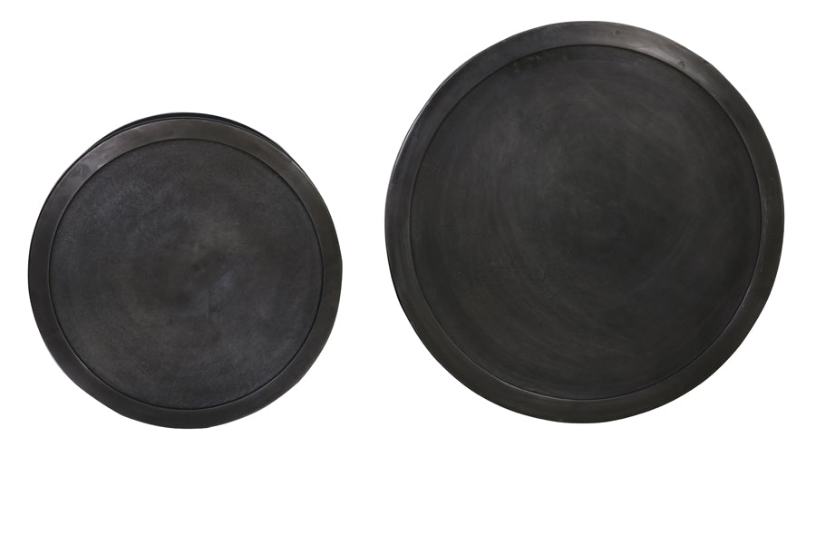 Coffee table S/2 60x38+78x42 cm TALCA lead antiq deep edge