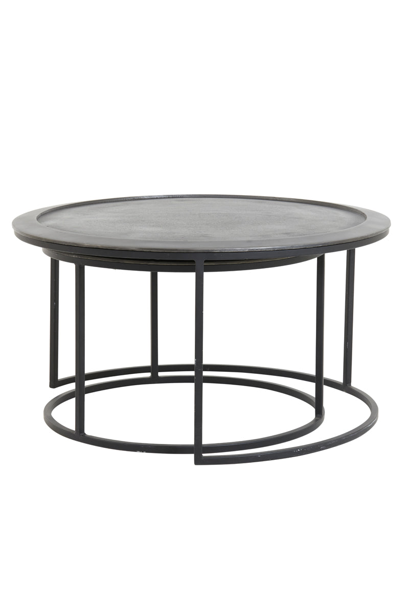 Coffee table S/2 60x38+78x42 cm TALCA lead antiq deep edge