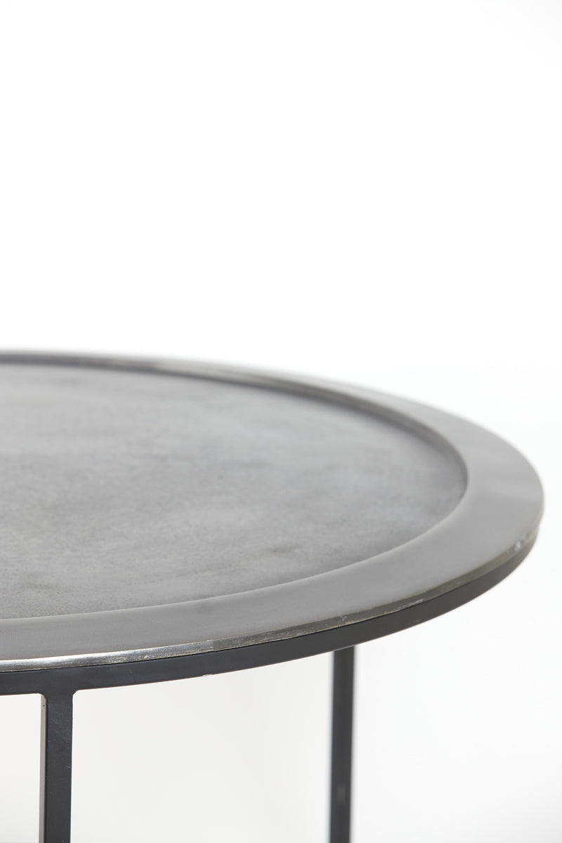 Coffee table S/2 60x38+78x42 cm TALCA lead antiq deep edge