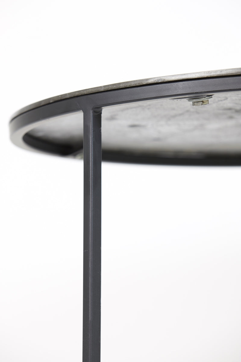 Coffee table S/2 60x38+78x42 cm TALCA lead antiq deep edge