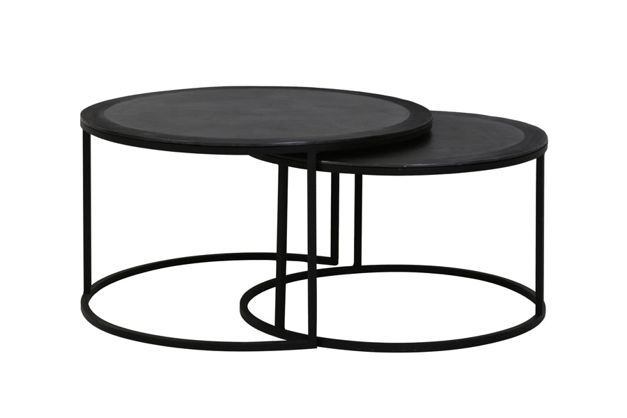 Coffee table S/2 67,5x39,5+75x45 cm TALCA lead antiq edge