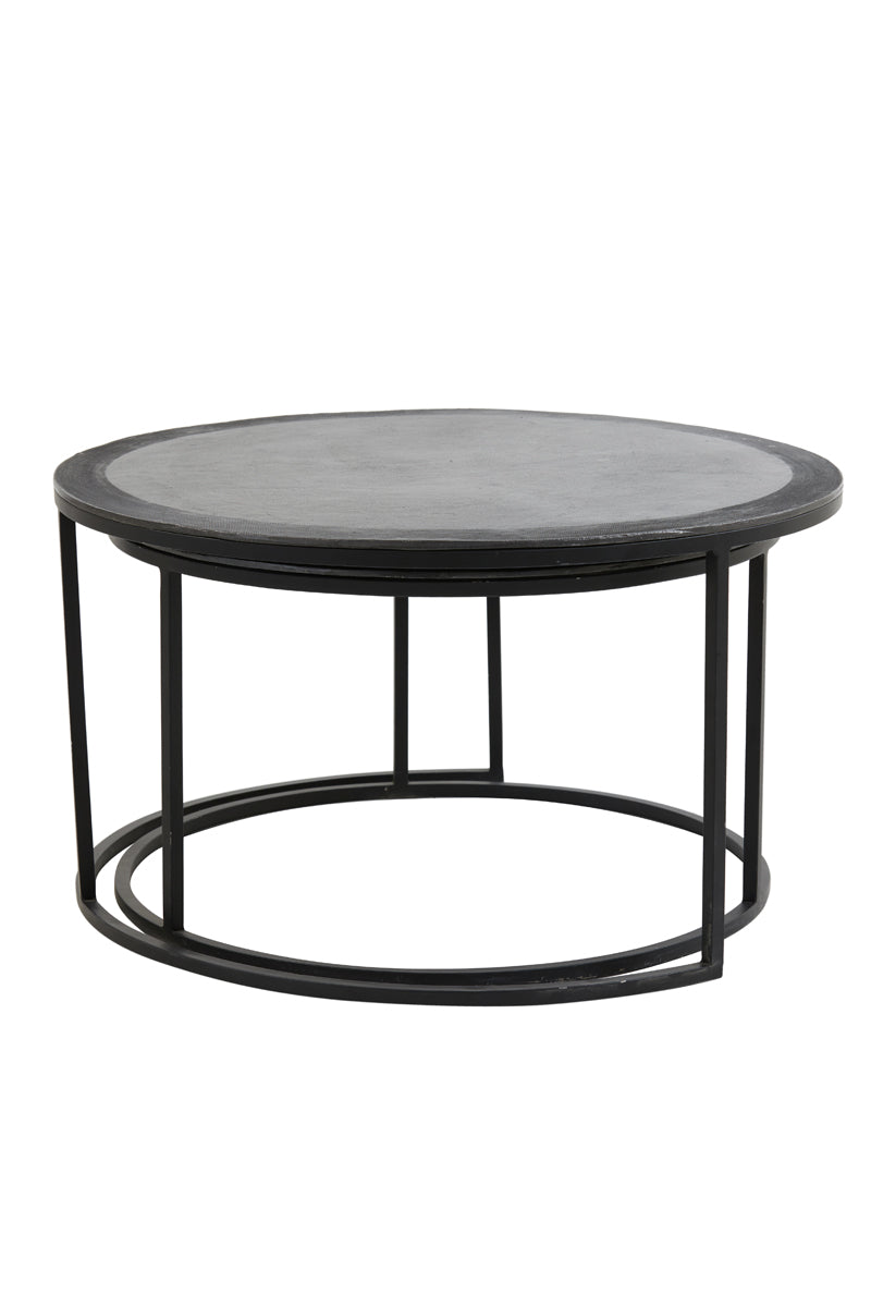 Coffee table S/2 67,5x39,5+75x45 cm TALCA lead antiq edge