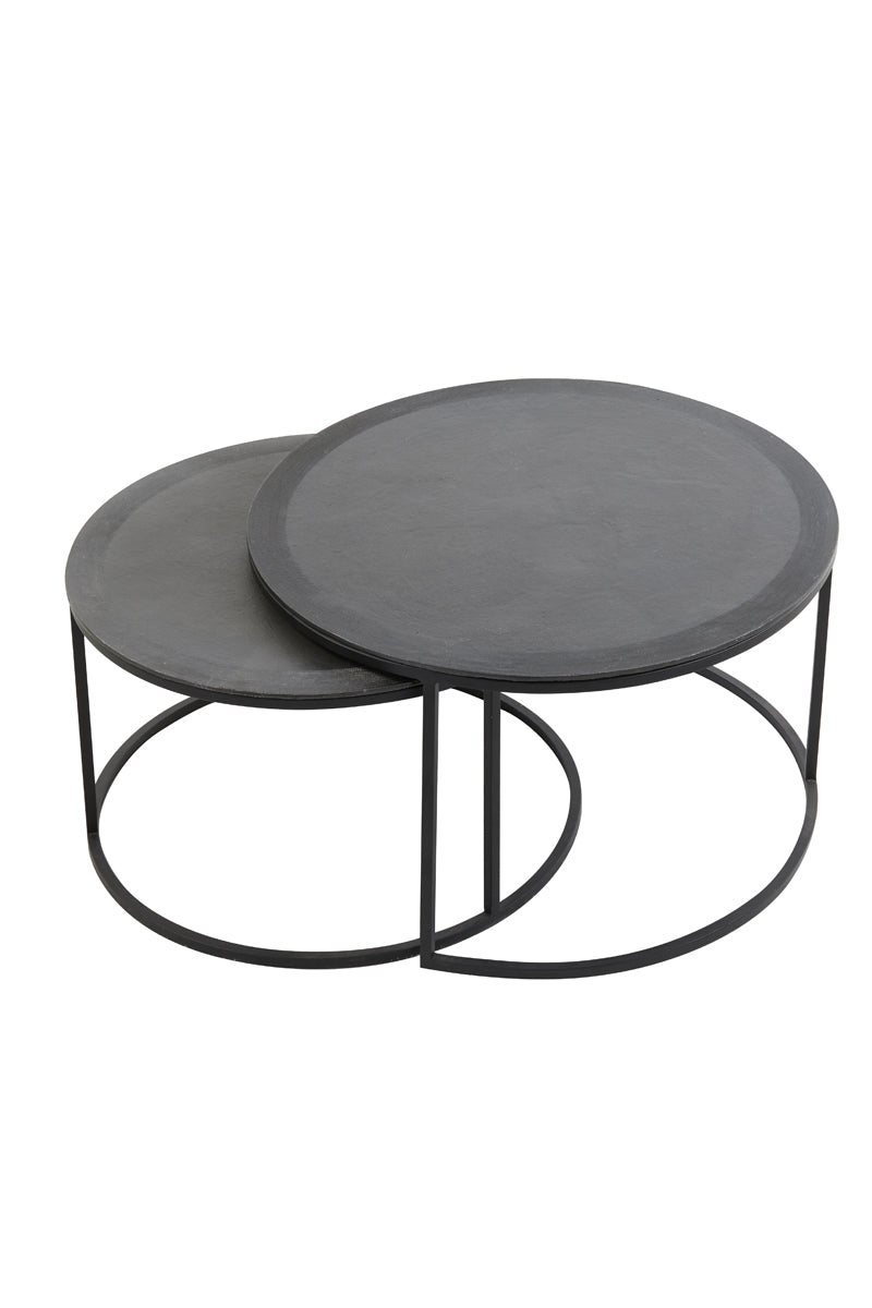 Coffee table S/2 67,5x39,5+75x45 cm TALCA lead antiq edge