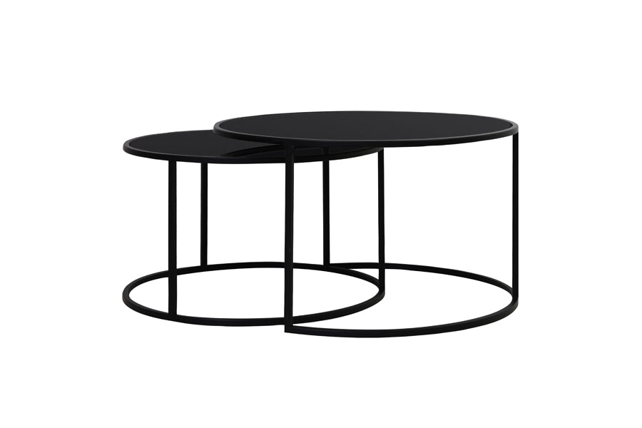 Coffee table S/2 65x39+75x44 cm DUARTE gls black-matt blck