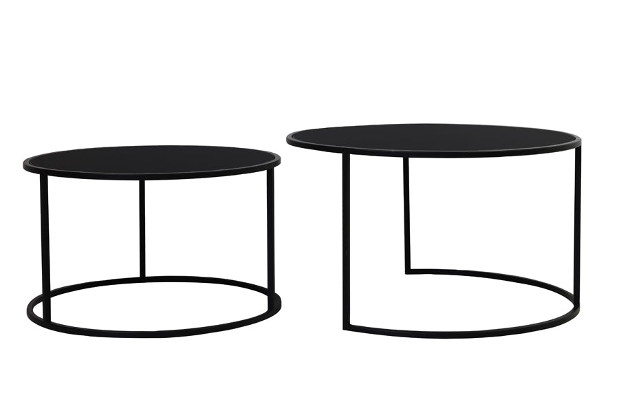 Coffee table S/2 65x39+75x44 cm DUARTE gls black-matt blck