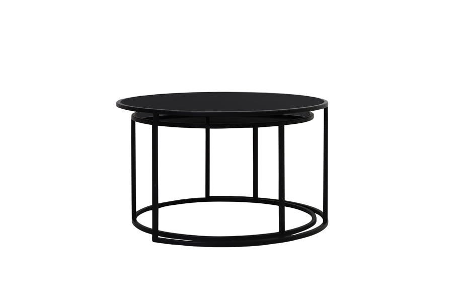 Coffee table S/2 65x39+75x44 cm DUARTE gls black-matt blck