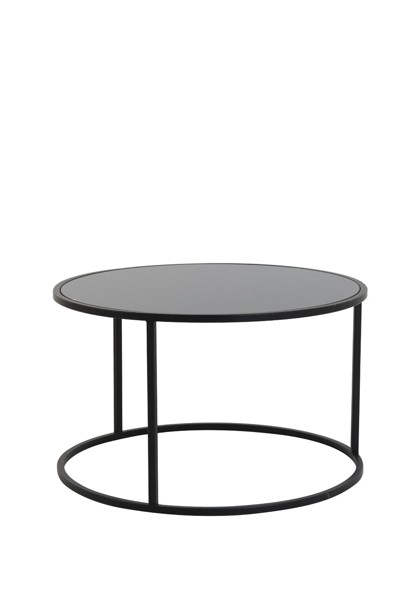 Coffee table S/2 65x39+75x44 cm DUARTE gls black-matt blck