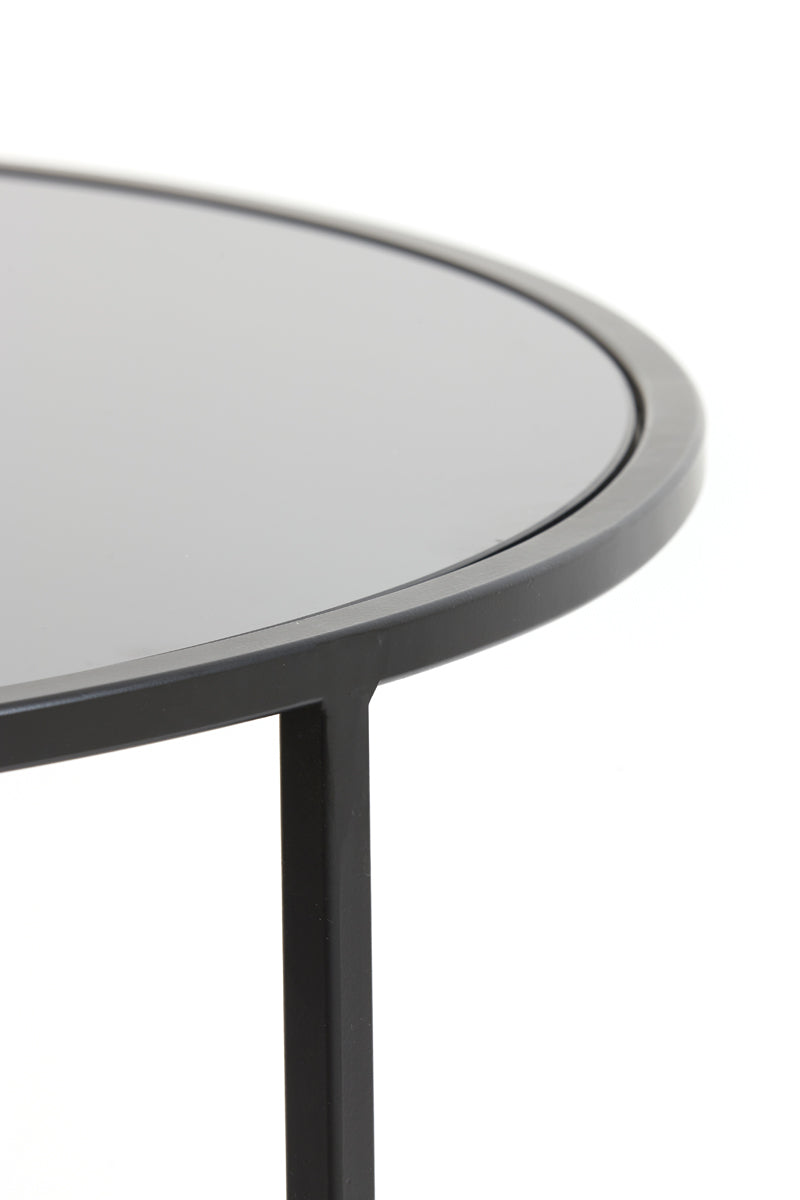Coffee table S/2 65x39+75x44 cm DUARTE gls black-matt blck