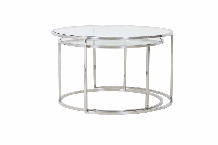 Coffee table S/2 65x39+75x44 cm DUARTE nickel+glass