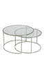 Coffee table S/2 65x39+75x44 cm DUARTE nickel+glass