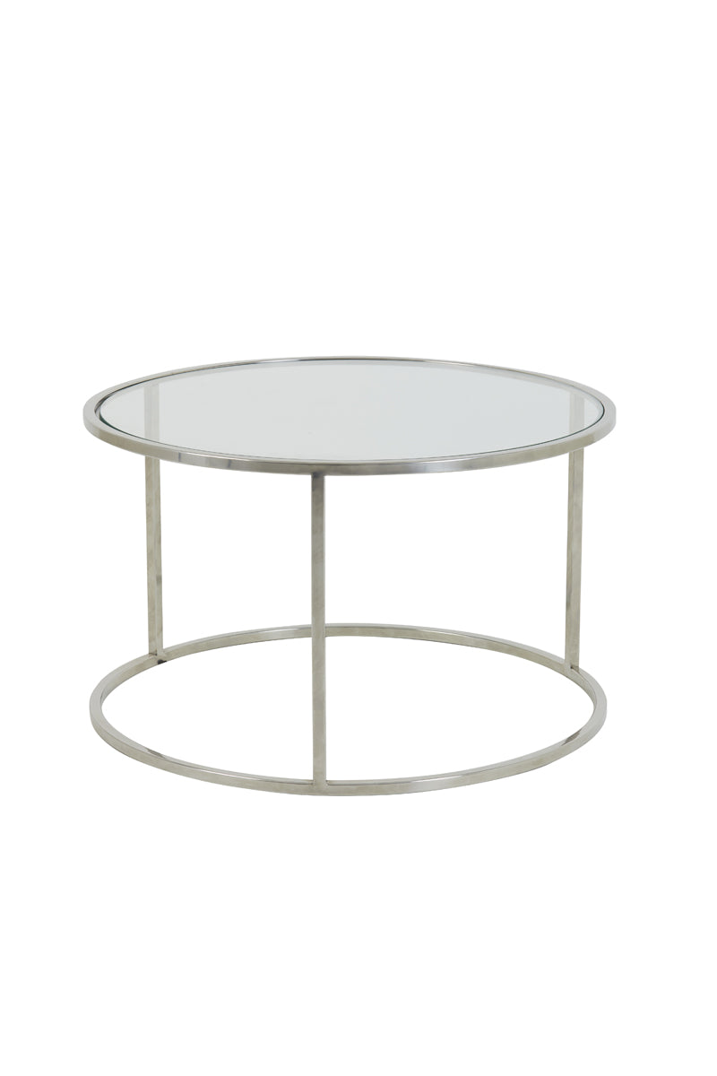 Coffee table S/2 65x39+75x44 cm DUARTE nickel+glass