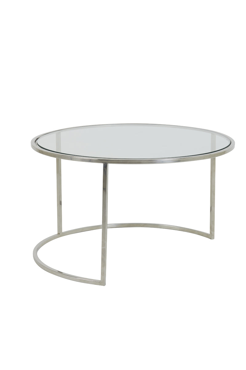 Coffee table S/2 65x39+75x44 cm DUARTE nickel+glass