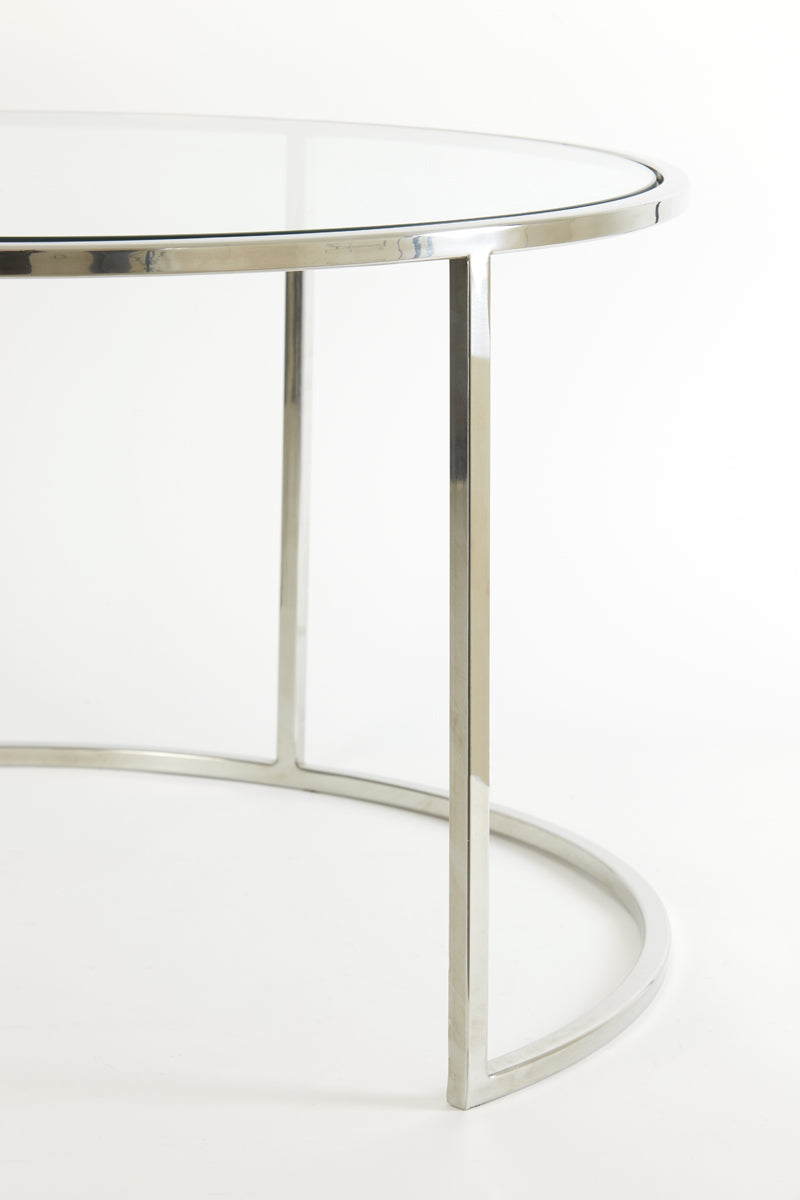 Coffee table S/2 65x39+75x44 cm DUARTE nickel+glass