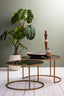 Coffee table S/2 65x39+75x44 cm DUARTE smoked glass-gold