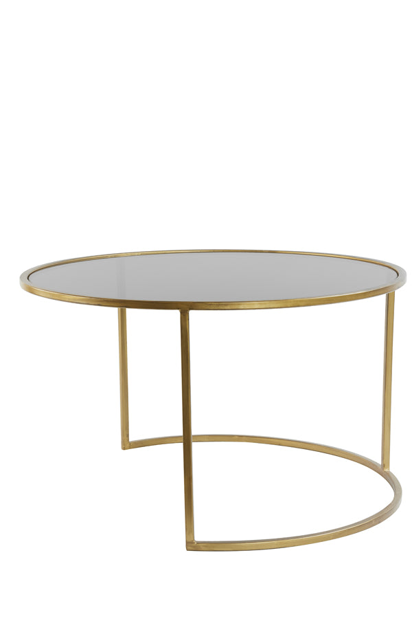 Coffee table S/2 65x39+75x44 cm DUARTE smoked glass-gold