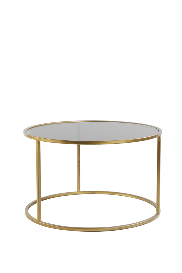 Coffee table S/2 65x39+75x44 cm DUARTE smoked glass-gold
