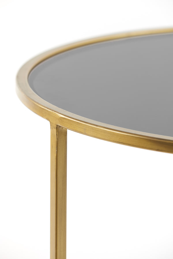Coffee table S/2 65x39+75x44 cm DUARTE smoked glass-gold