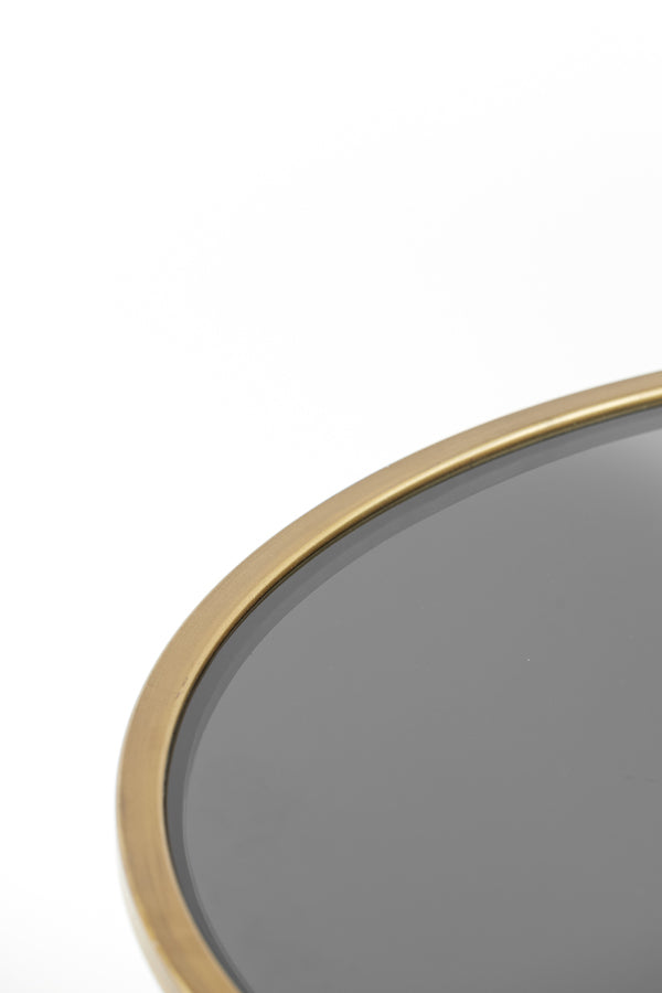 Coffee table S/2 65x39+75x44 cm DUARTE smoked glass-gold