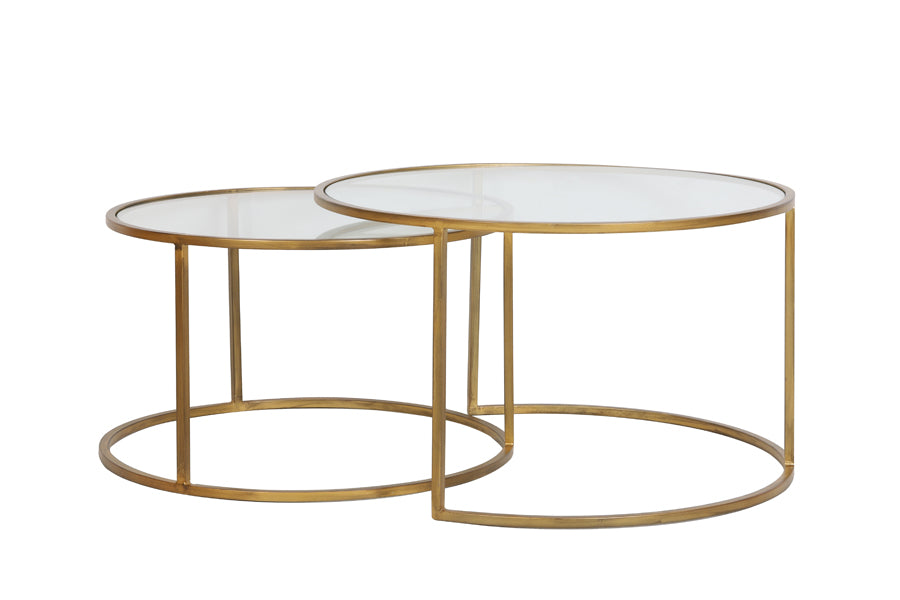 Coffee table S/2 65x39+75x44 cm DUARTE glass-gold