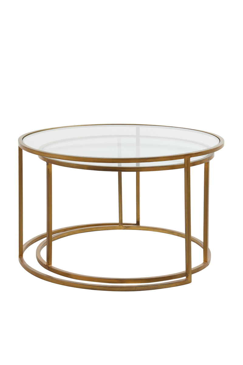 Coffee table S/2 65x39+75x44 cm DUARTE glass-gold
