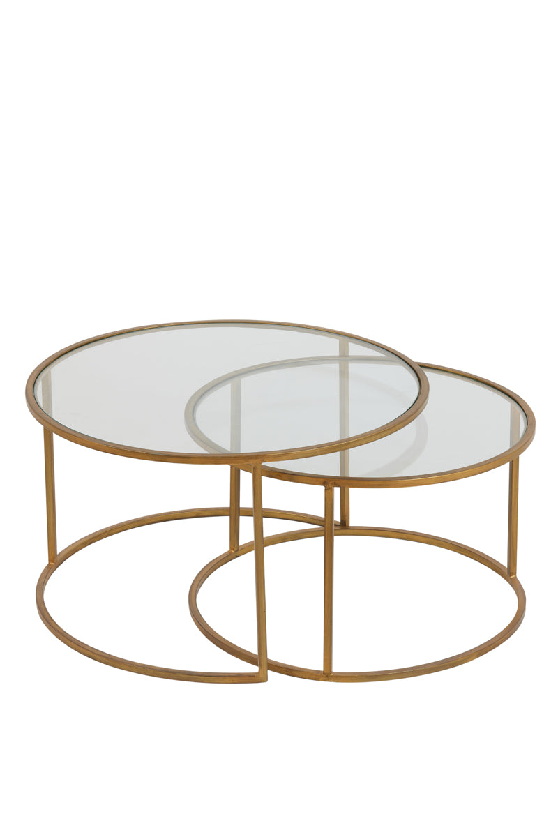Coffee table S/2 65x39+75x44 cm DUARTE glass-gold