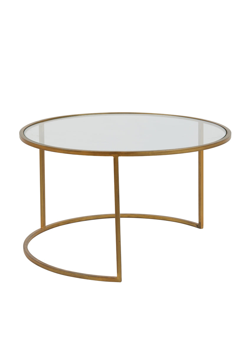 Coffee table S/2 65x39+75x44 cm DUARTE glass-gold