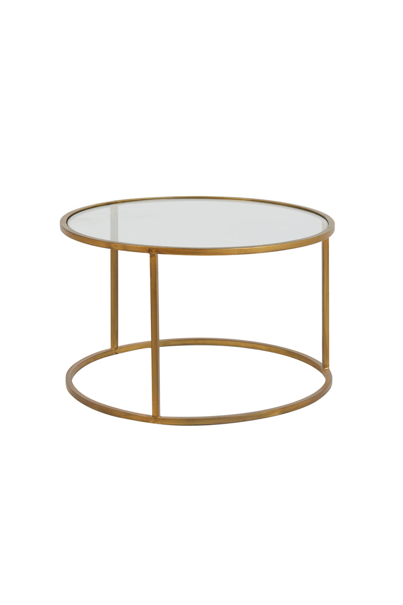 Coffee table S/2 65x39+75x44 cm DUARTE glass-gold