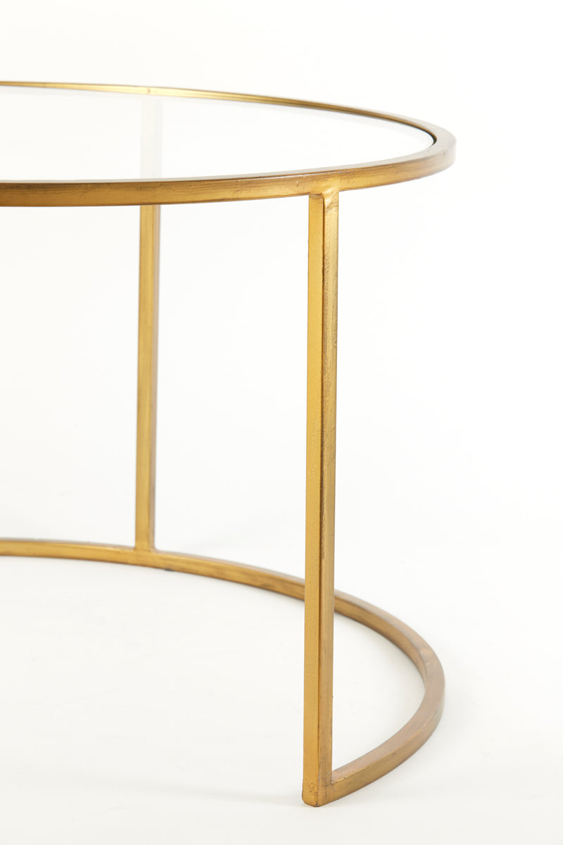 Coffee table S/2 65x39+75x44 cm DUARTE glass-gold
