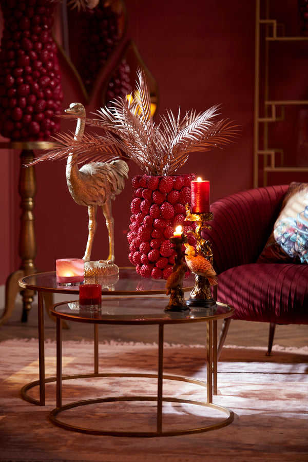 Coffee table S/2 65x39+75x44 cm DUARTE glass-gold