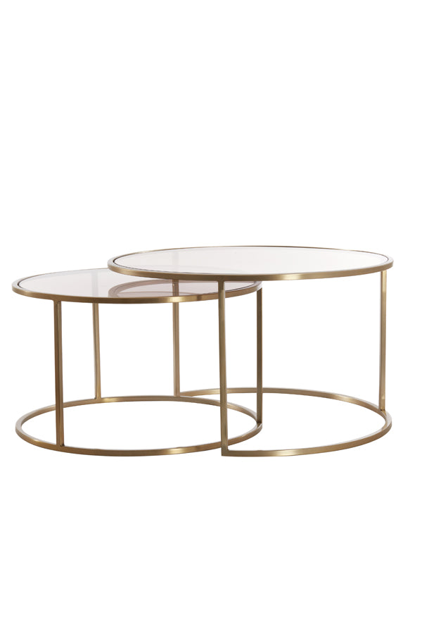 Coffee table S/2 65x39+75x44 cm DUARTE gls brown+l gold