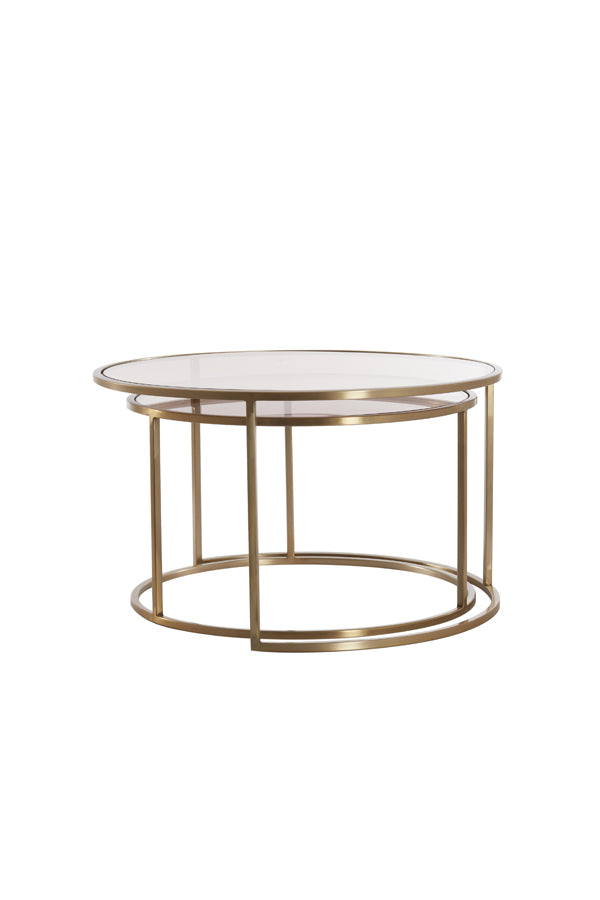 Coffee table S/2 65x39+75x44 cm DUARTE gls brown+l gold