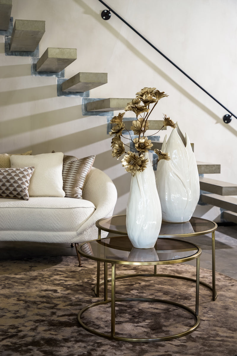 Coffee table S/2 65x39+75x44 cm DUARTE gls brown+l gold