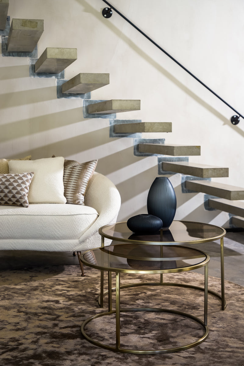 Coffee table S/2 65x39+75x44 cm DUARTE gls brown+l gold
