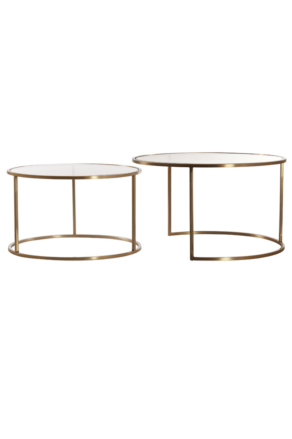 Coffee table S/2 65x39+75x44 cm DUARTE gls brown+l gold