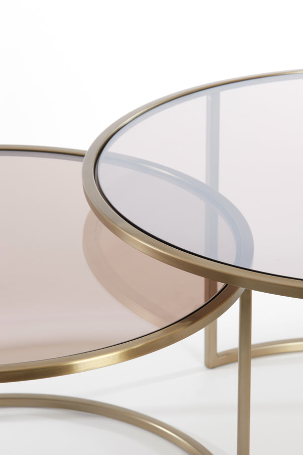 Coffee table S/2 65x39+75x44 cm DUARTE gls brown+l gold