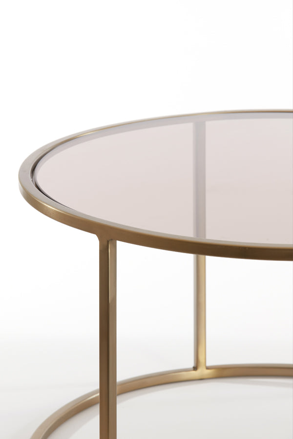 Coffee table S/2 65x39+75x44 cm DUARTE gls brown+l gold