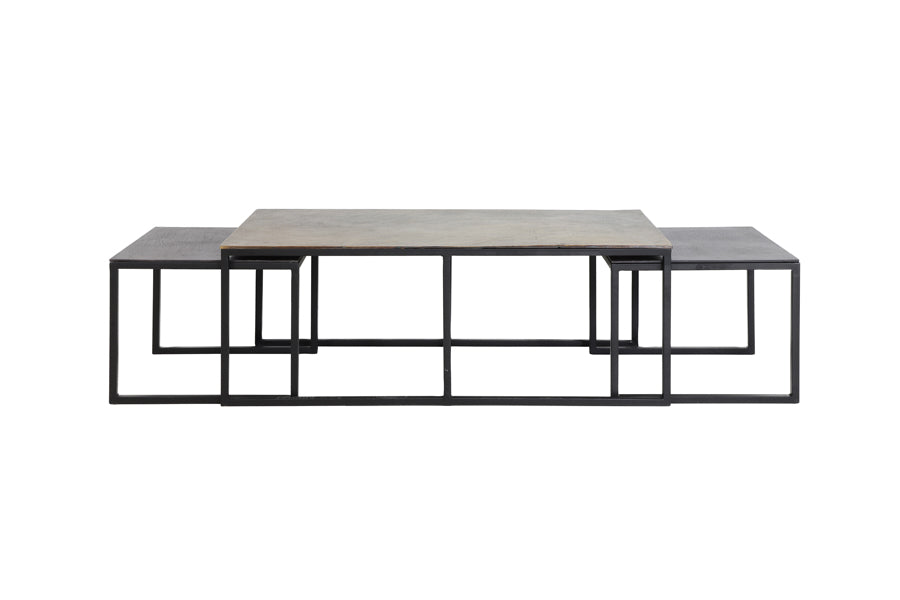 Coffee table S/3 max 120x60x45 cm KUMALU antique bronze