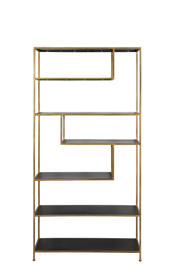 Cabinet open 100x35x203 cm YLAYA matt black-gold