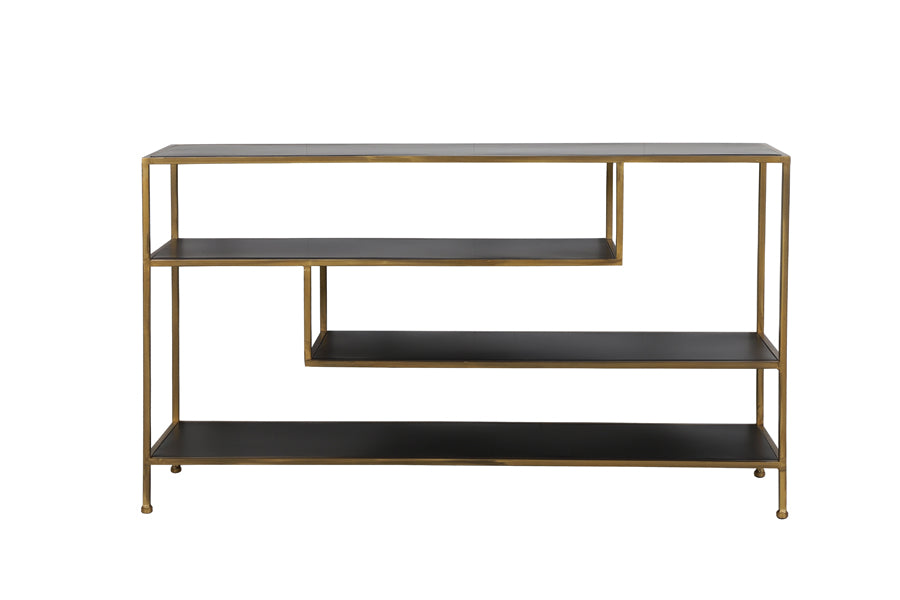 Console 140x35x80 cm YLAYA matt black-gold