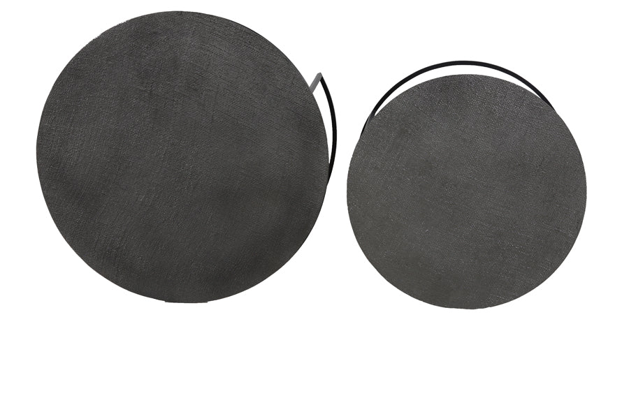 Coffee table S/2 61x37+76x41 cm RENGO texture black nickel