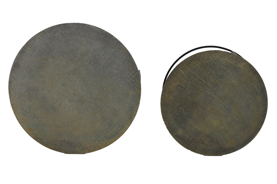 Coffee table S/2 61x37+76x41 cm RENGO texture ant bronze
