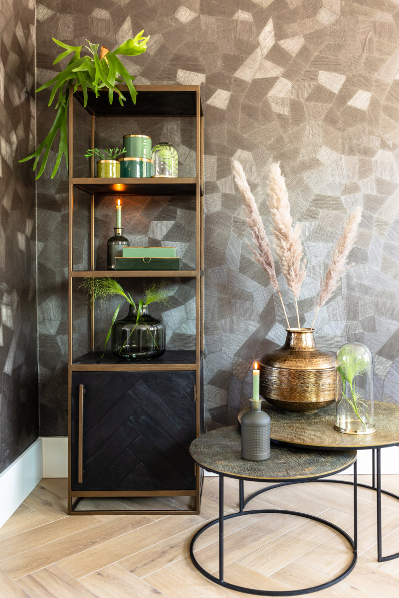 Coffee table S/2 61x37+76x41 cm RENGO texture ant bronze