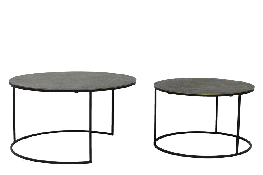 Coffee table S/2 61x37+76x41 cm RENGO texture ant bronze